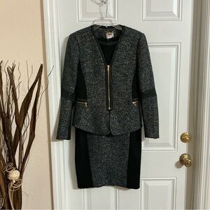 Yoana Baraschi Anthropologie Black and Blue Textured Dress & Jacket Size 4